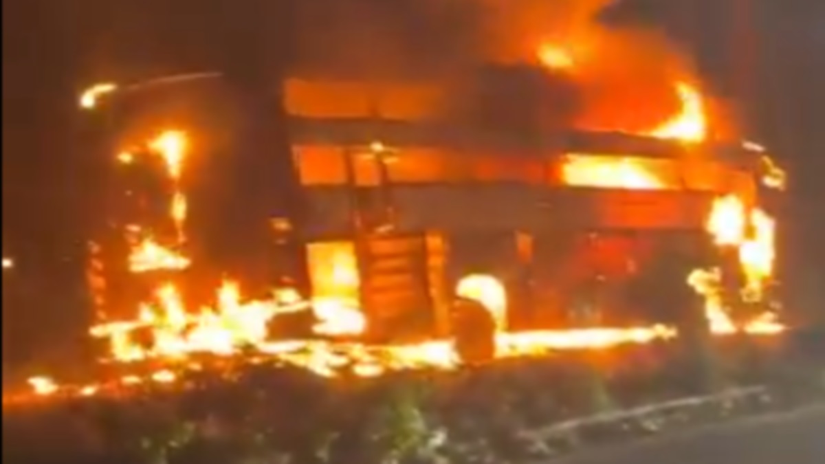 bus fire in gwalior 45 passengers saved by alert driver