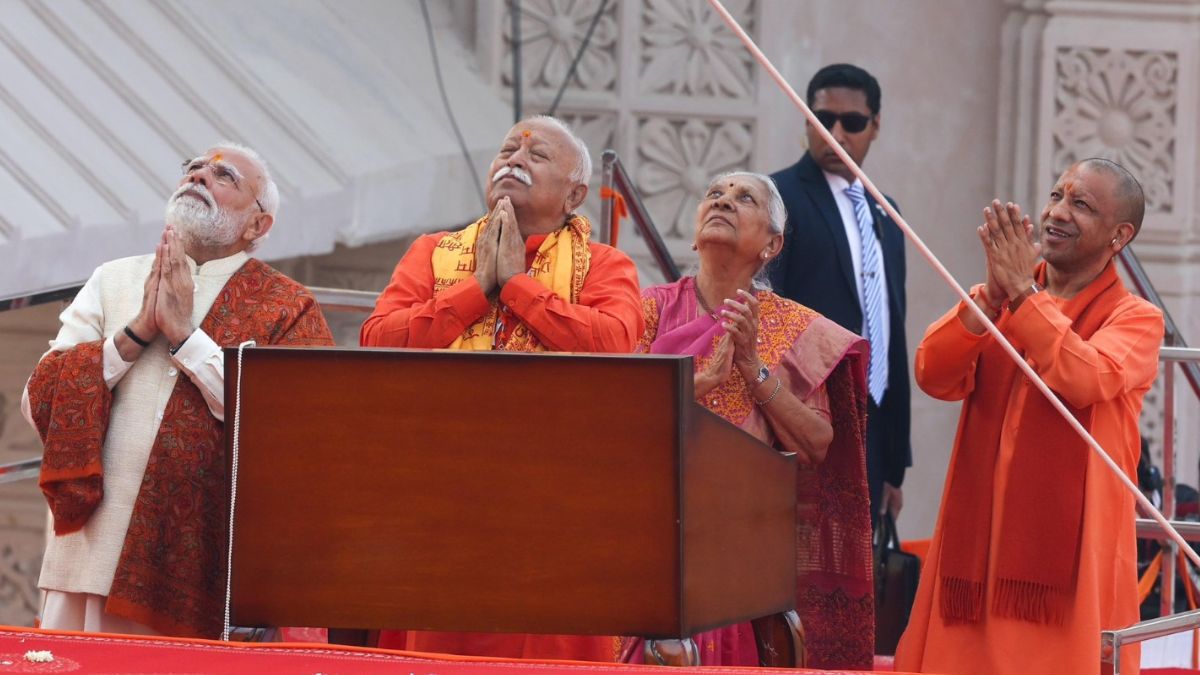 ram mandir flag hoisting pm modi shares video calls it emotionally overwhelming