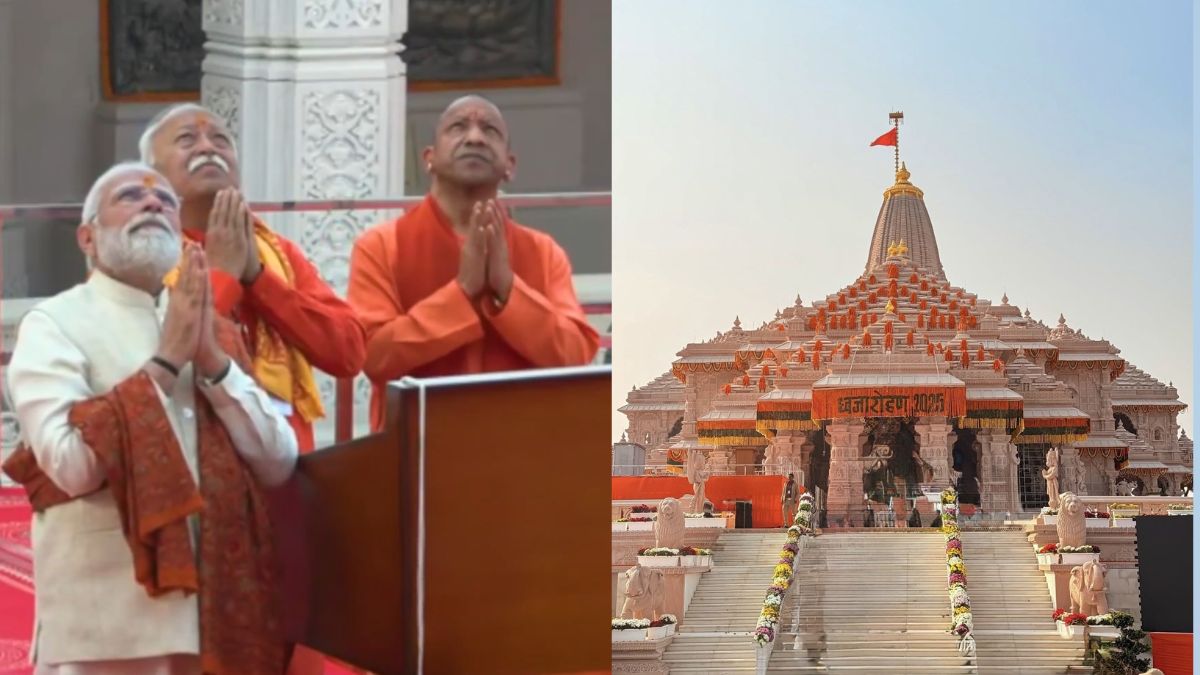 ram mandir flag hoisting acharya praises modis dedication