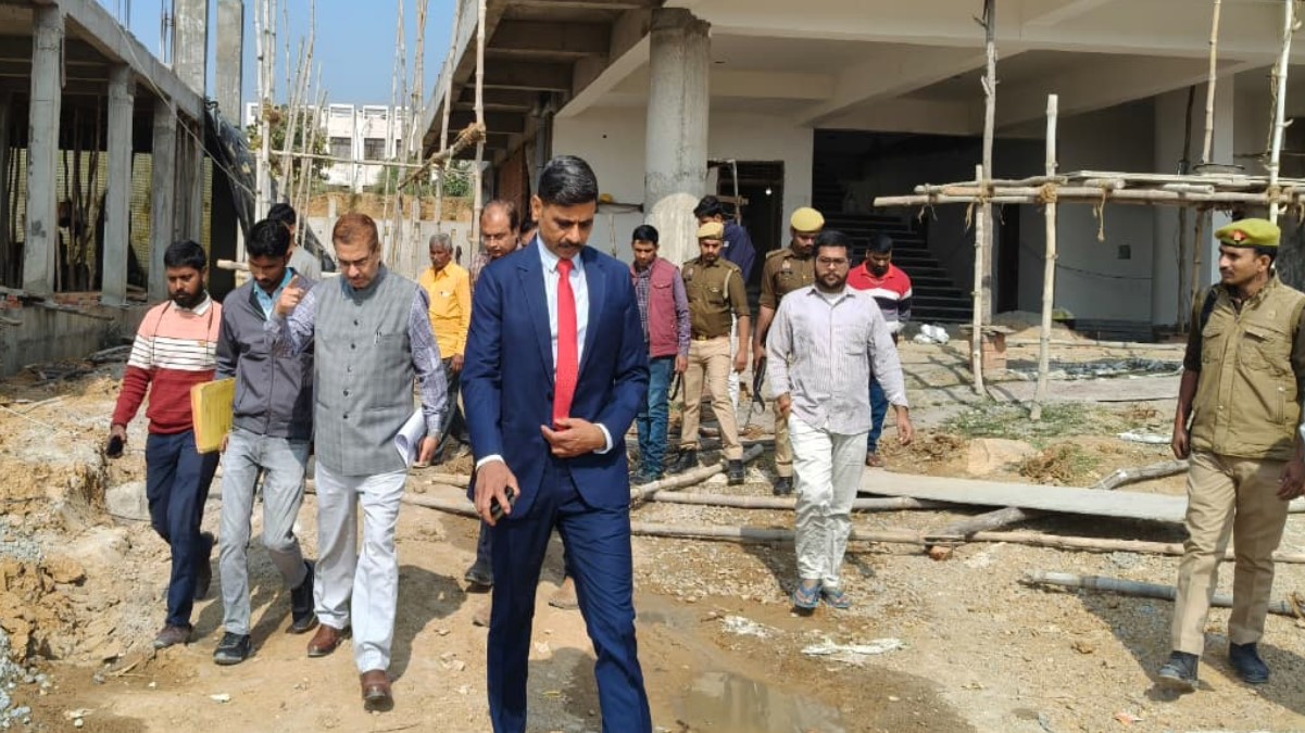 sonbhadra officials inspect under construction tourism office