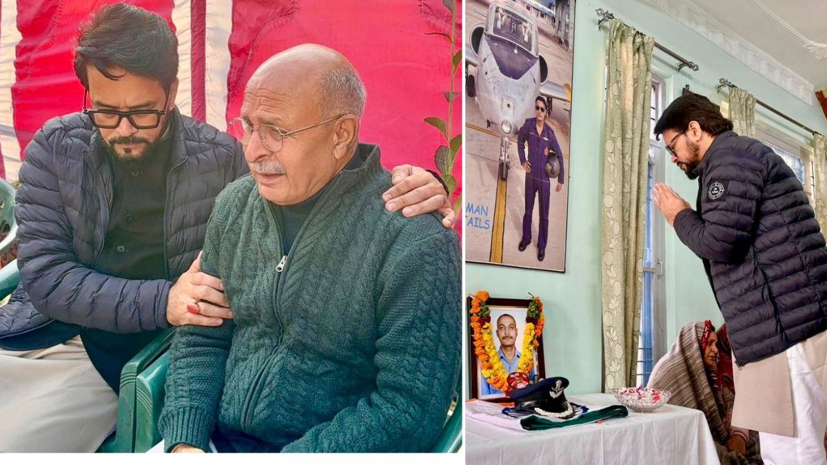 wing commandar namansh sayal anurag thakur visit martyr home father says grand daughter also be a pilot