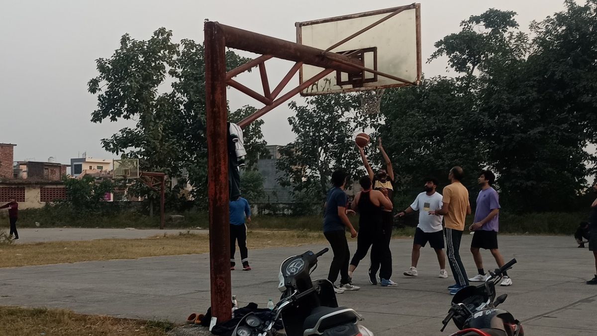 rusting basketball poles are also visible at yamunanagars tejli stadium the situation has deteriorated