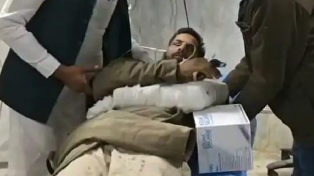 police vehicle overturned while chasing a vehicle that broke a checkpoint in fazilka injuring two policemen