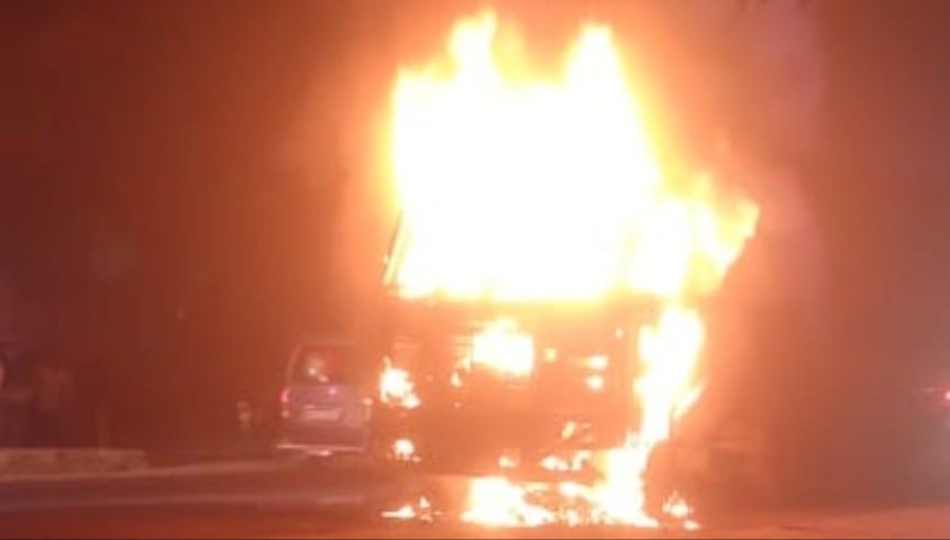 chemical truck fire after bike collision in amroha