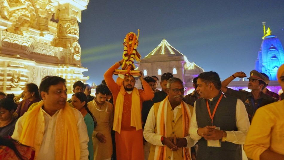 ram mandir celebrates first ram vivah deities dressed as bride groom