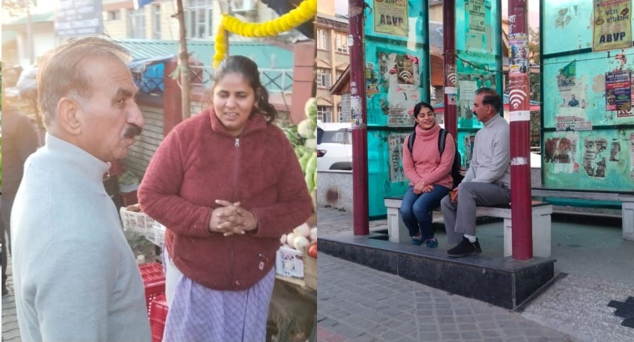 himachal cm sukhu visits dharamshala market interacts with vendor