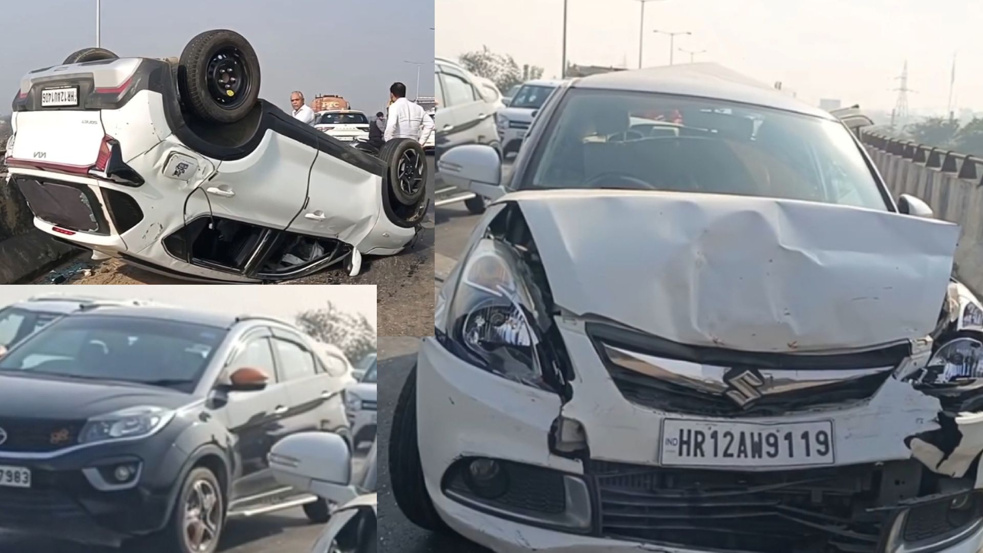 car accident on bahadurgarh highway three vehicles collide several injured