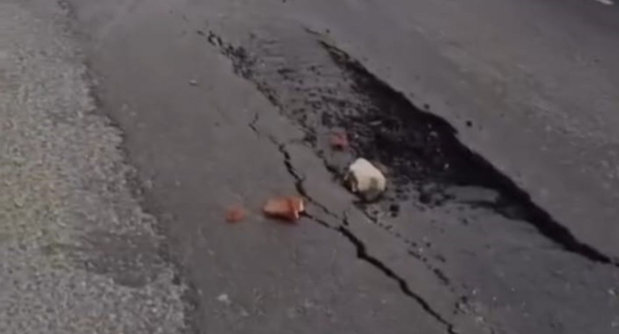 patiala newly constructed road develops pothole public upset