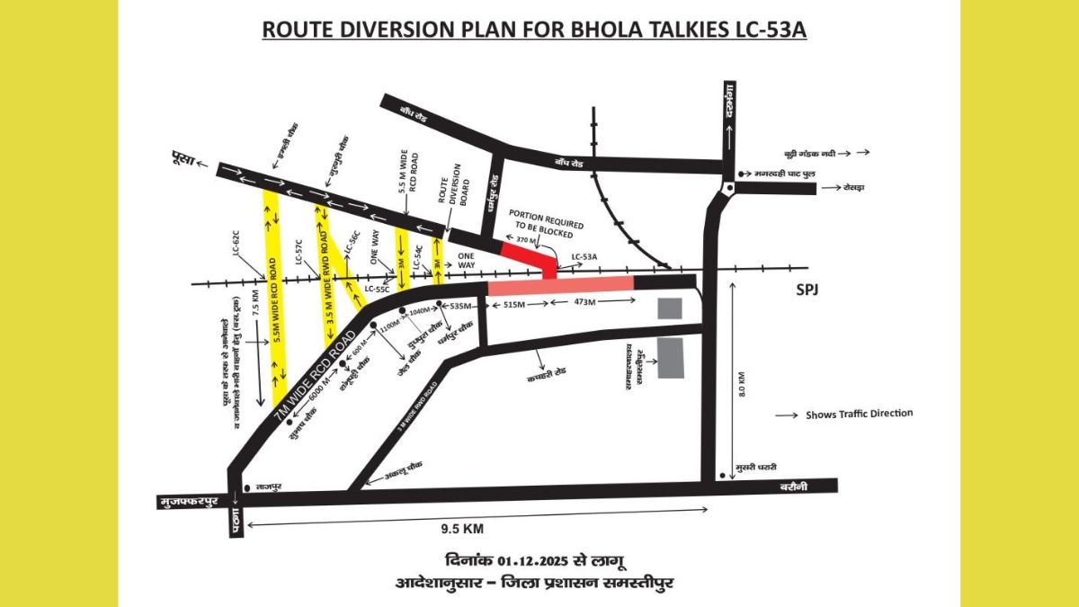 samastipur news before passing through bhola talkies please observe this route chart
