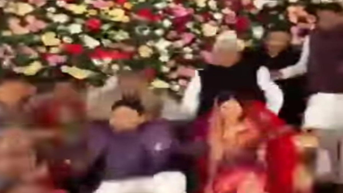 bjp leader bride and groom fall as stage collapses in ballia wedding