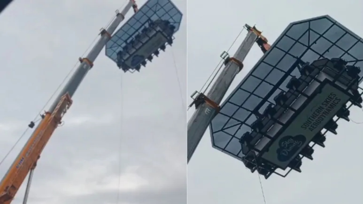 sky dining restaurant crane malfunction hanging in the air shocking incident in kerala