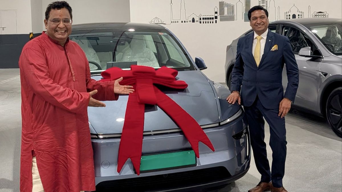 paytm founder vijay shekhar sharma takes delivery of tesla model y in gurgaon