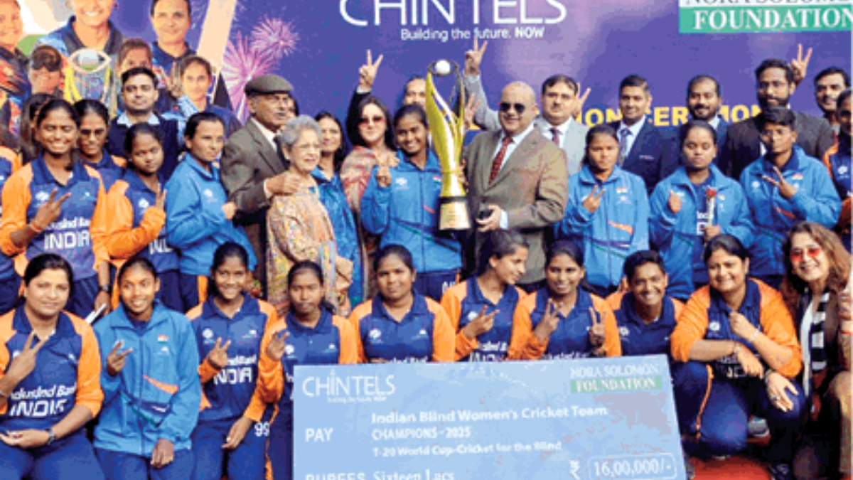 indian womens blind cricket team honored with world cup win 1 lakh prize