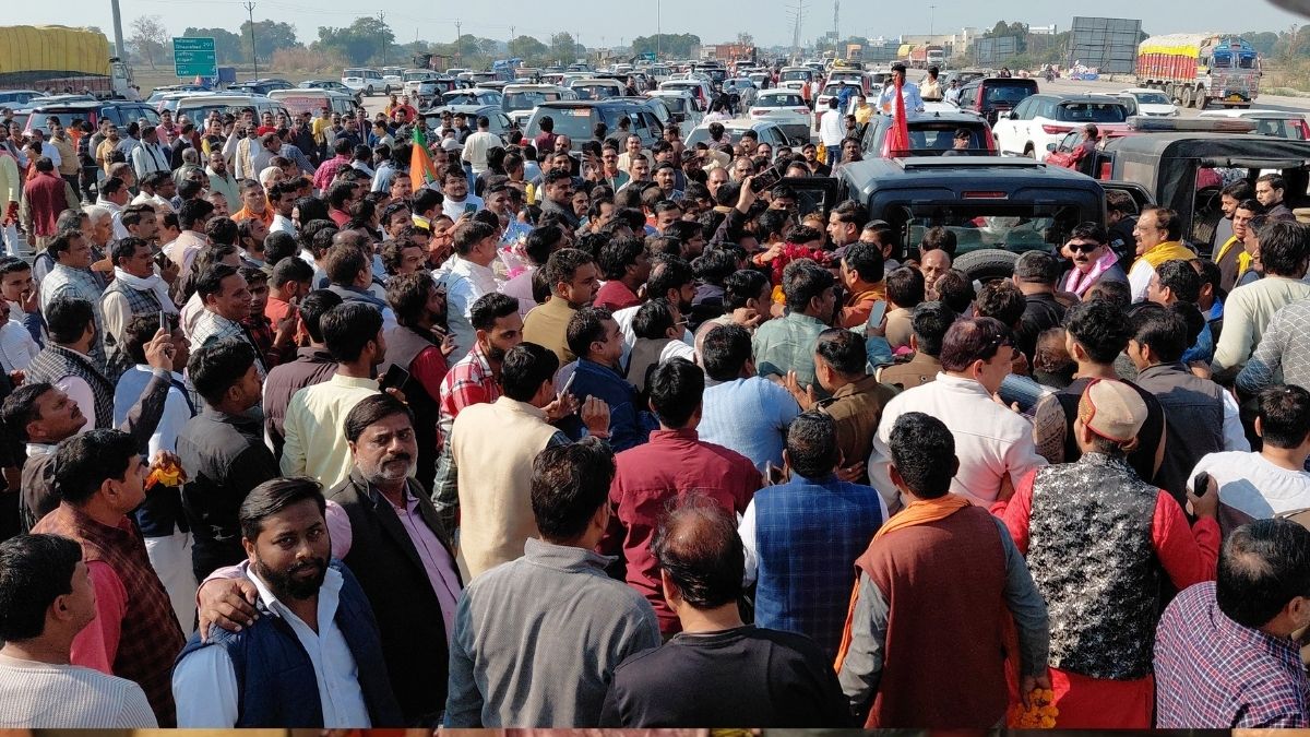 crowds gathered to welcome the newly appointed bjp district president police route diverted