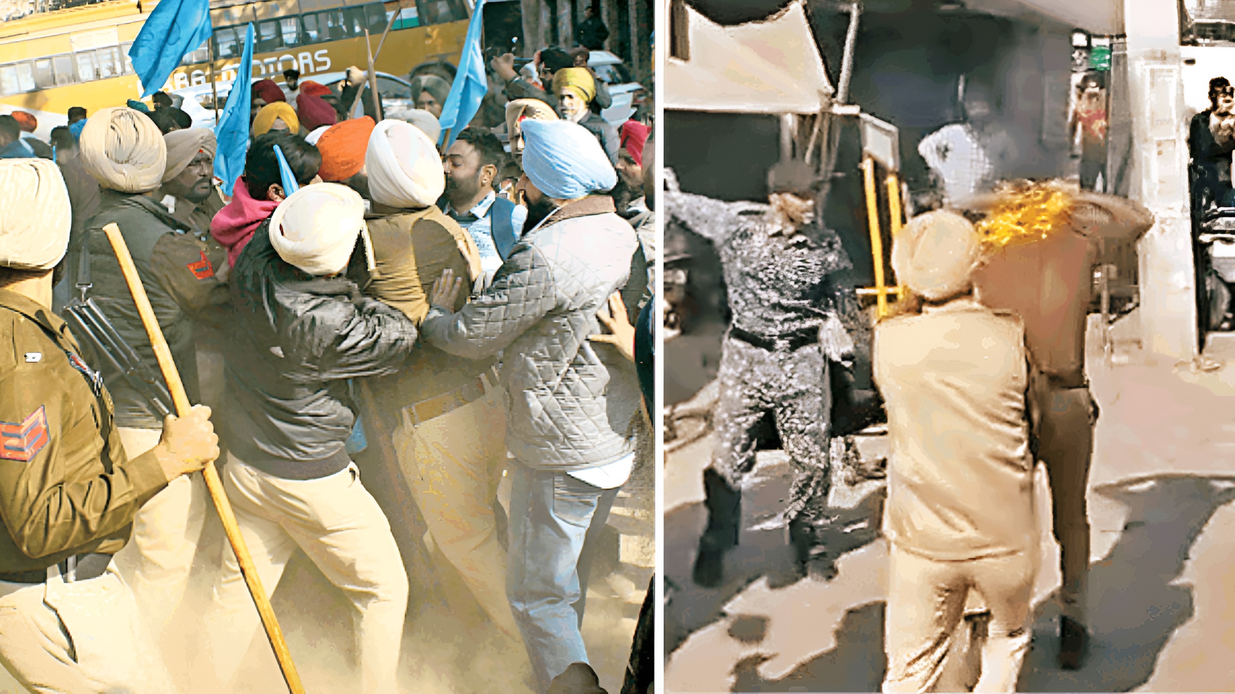 punjab prtc strike protests self mmolation attempt and police clash