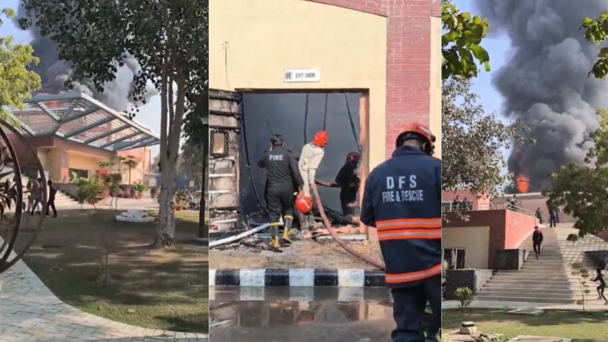 fire at indraprastha university auditorium in dwarka delhi