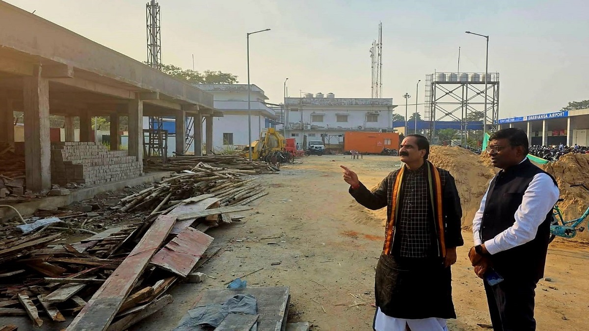 darbhanga airport night landing construction delays and questions