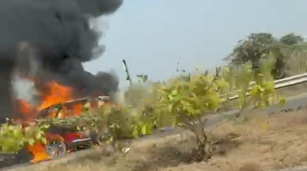 car fire on national highway in panchkula driver escapes