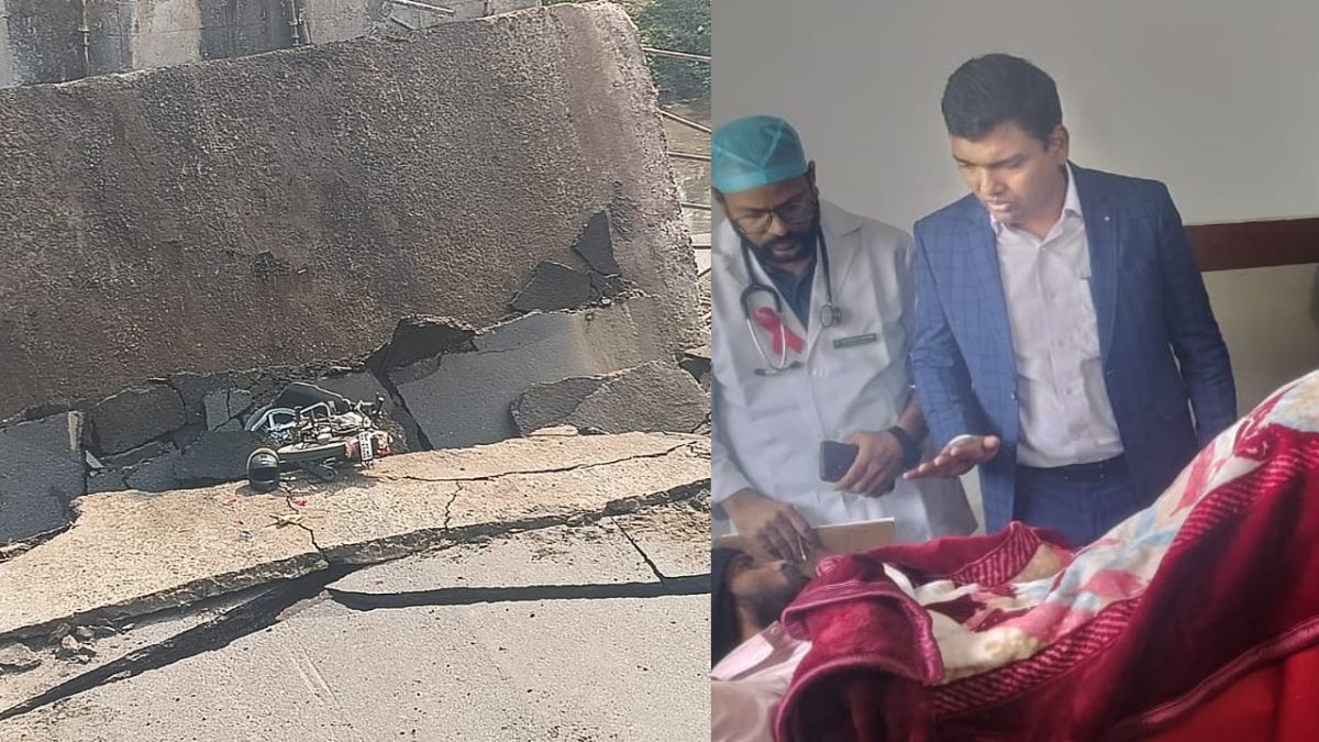 nayagaon bridge on bareilly pipariya road in raisen district collapses 4 people injured