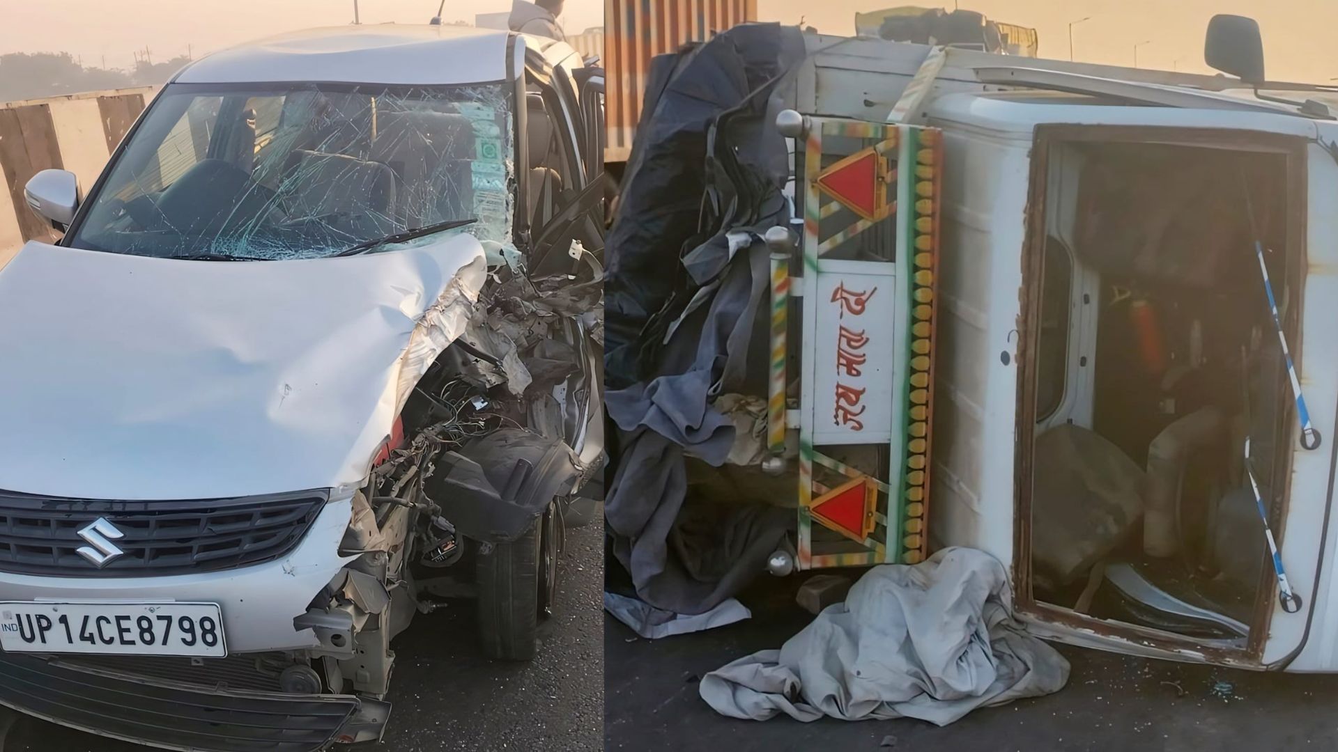 car rams mini truck in hapur driver seriously injured