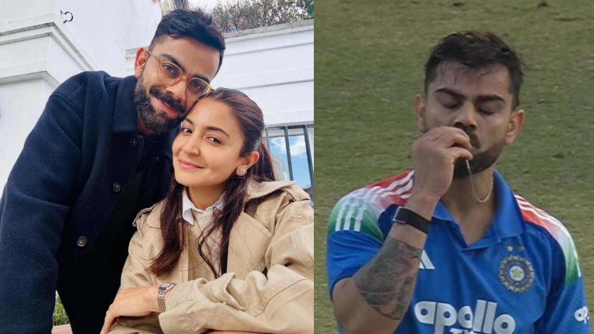 virat kohli celebrates his century with wife anushka sharma after hit century in odi
