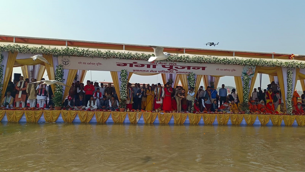 prayagraj ganga pujan marks start of magh mela 2026 land allotment