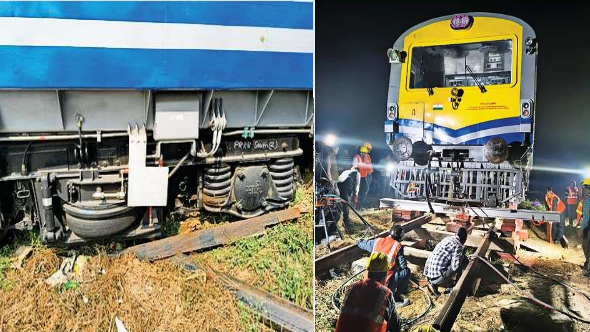 railway tower wagon derails engineer and staff jump to safety
