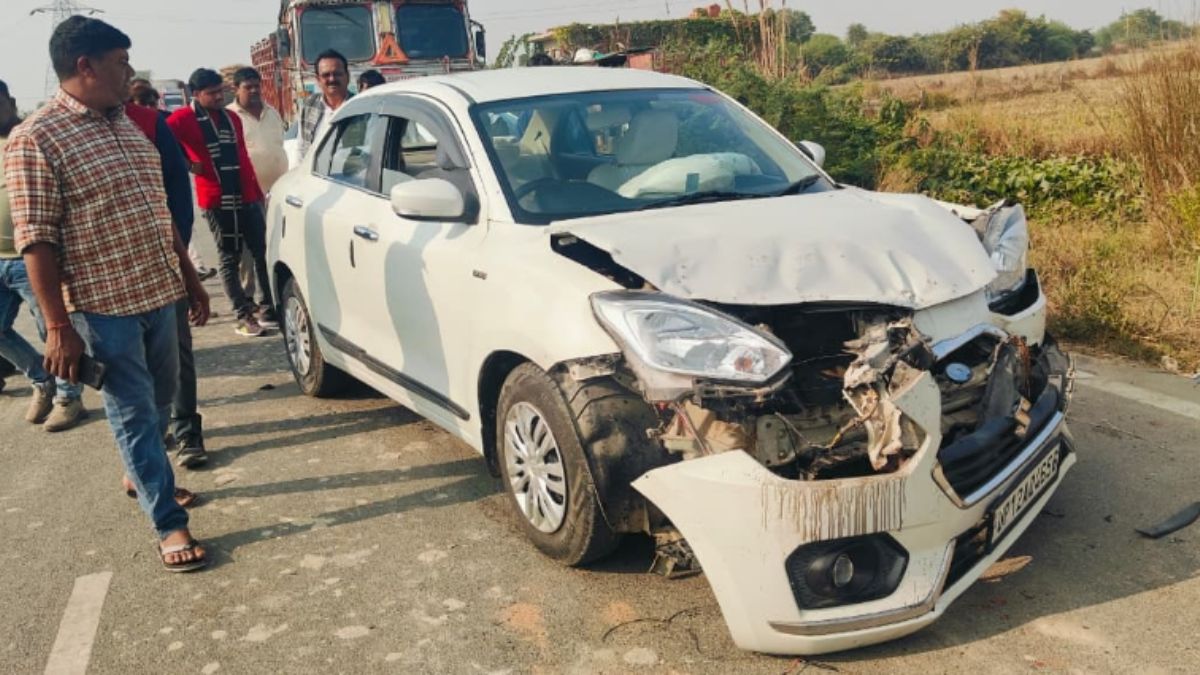highspeed car crashes into parked truck in mainpuri family saved by airbags