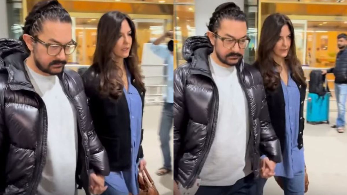 aamir khan spotted at the airport with girlfriend gauri spratt
