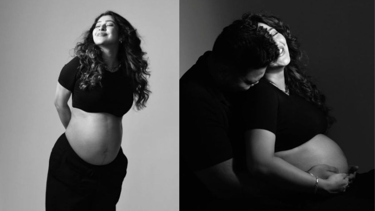 devon ke dev mahadev fame actress sonarika bhadouria poses with her baby bump for a photoshoot she is expecting her first child