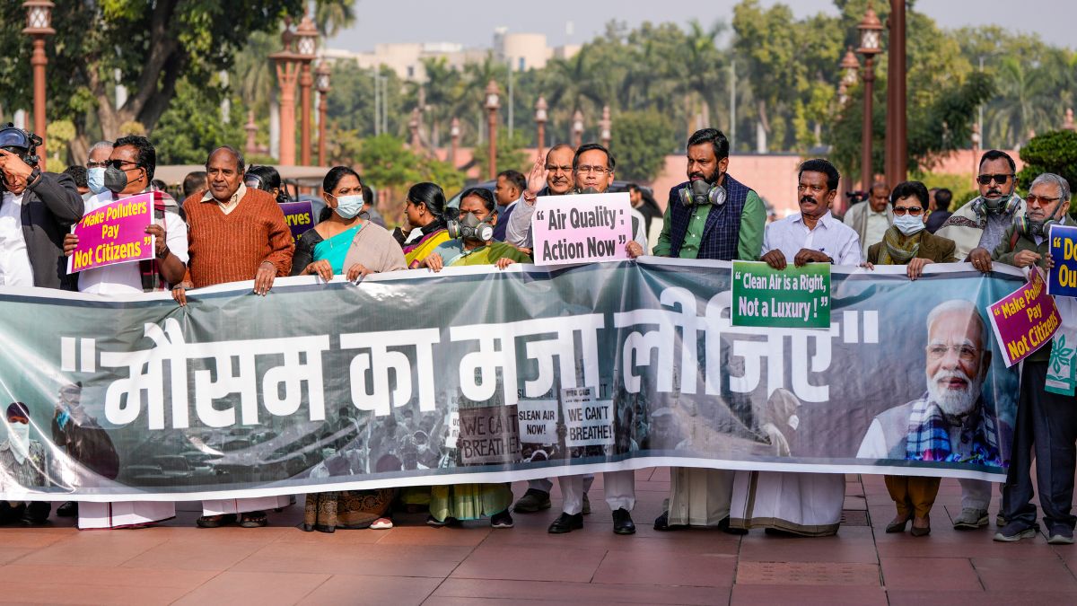 parliament protest opposition protests air pollution in delhincr