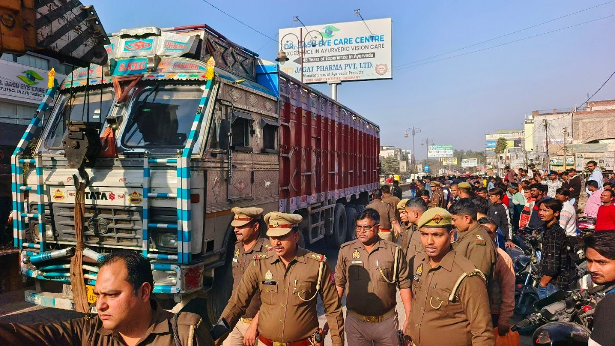 woman killed by truck in no entry zone four traffic policemen suspended ssp takes strict action
