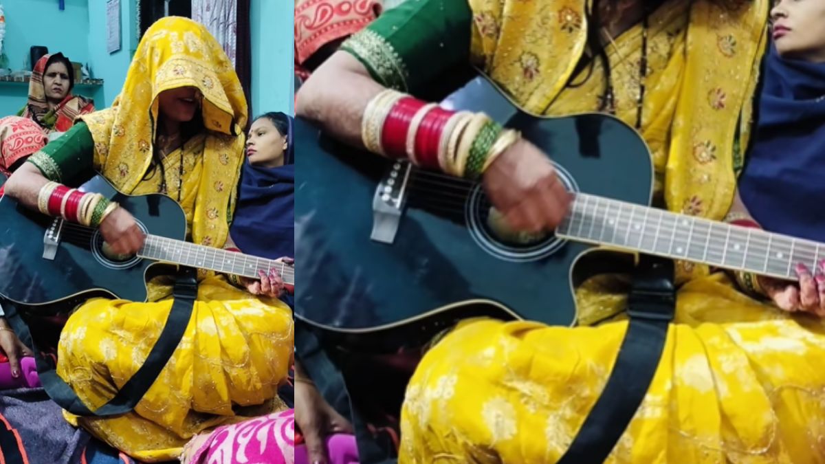 viral video bride plays guitar at muh dikhai ceremony