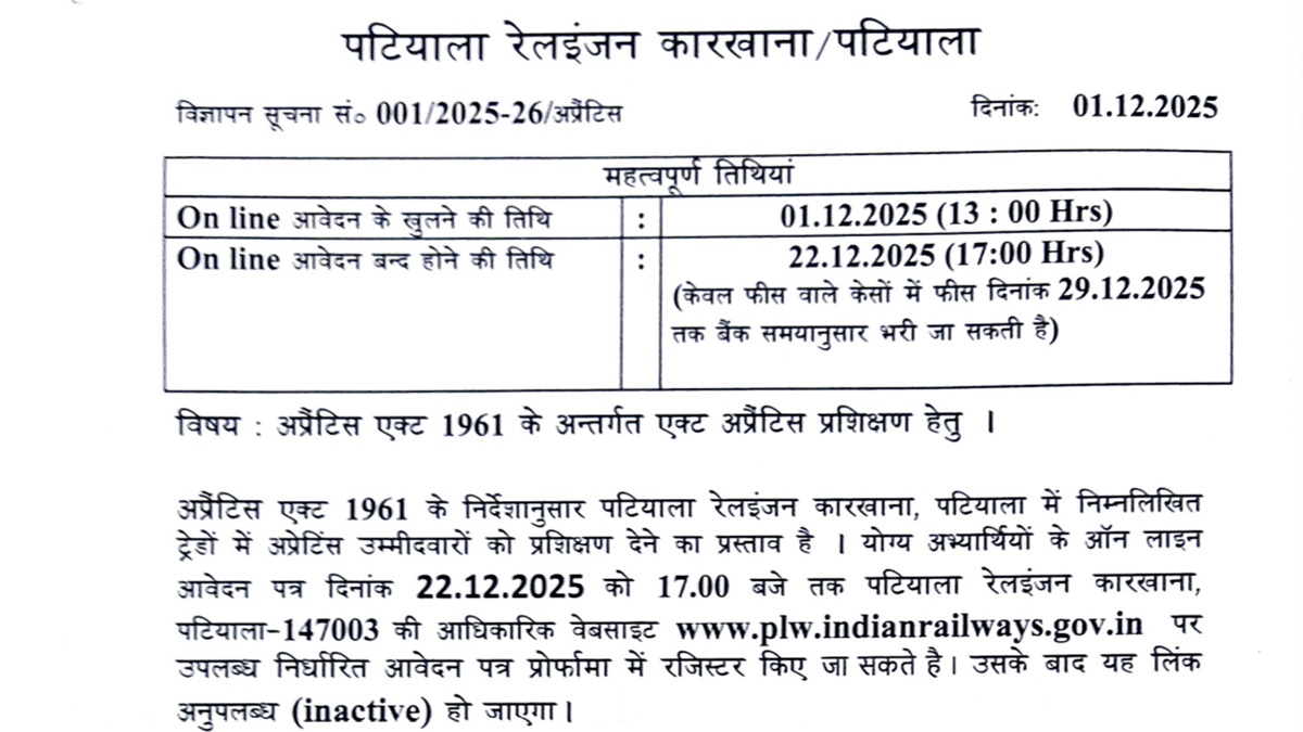 railway apprentice 2025 registration start and candidate can apply with these steps