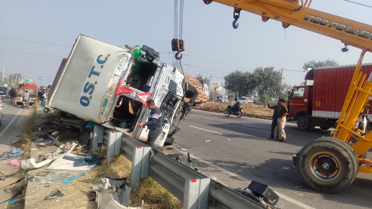 road accident in karnal four dead in tragic collision