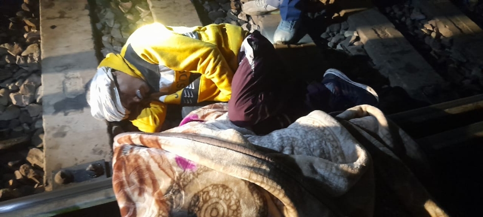 drunk man sleeps on railway track loco pilot saves him