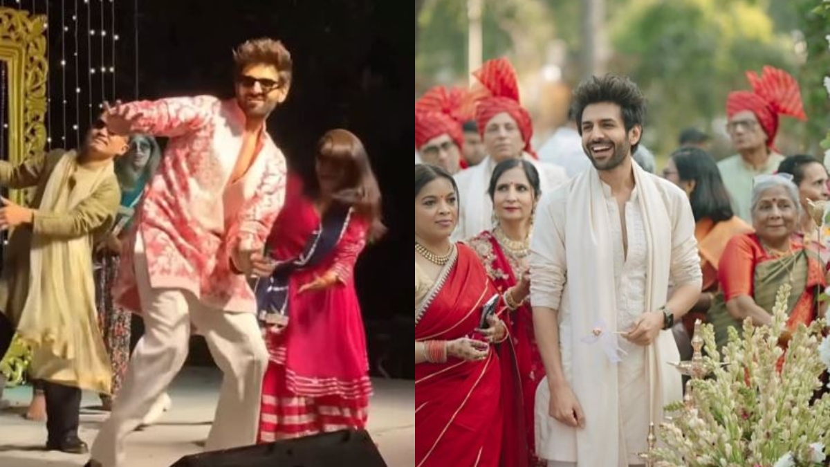 kartik aaryan dance on pawan singh song tu lagawelu jab lipastic at sister sangeet ceremony watch video