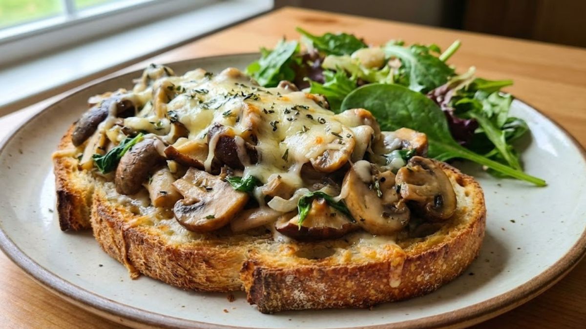 quick protein mushroom toast easy breakfast for kids and adults