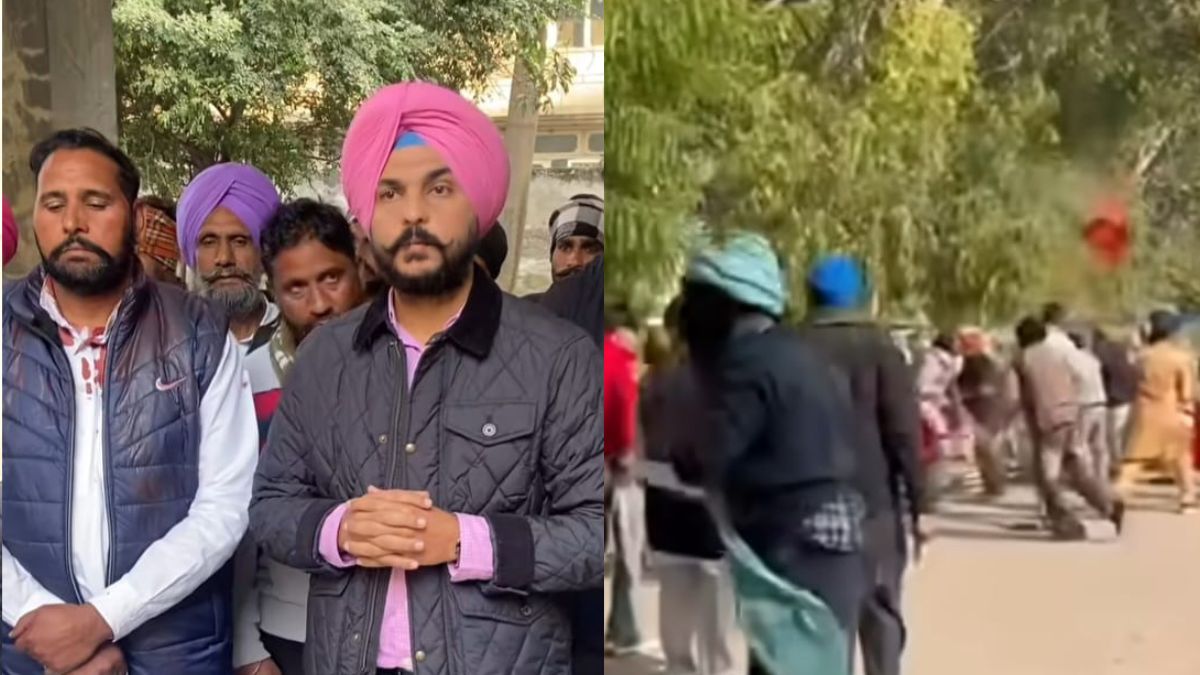 scuffle broke out between congress aap supporters amritsar over election rivalry supporters thrown ground attacked with chairs video viral