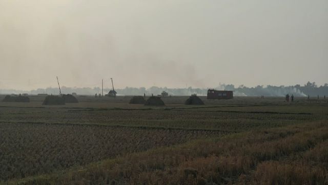 गुरुरसाई गांव में खलिहान में लगी आग, तीन बीघा धान जलकर खाक, दमकल ने घंटों मशक्कत के बाद पाया काबू
