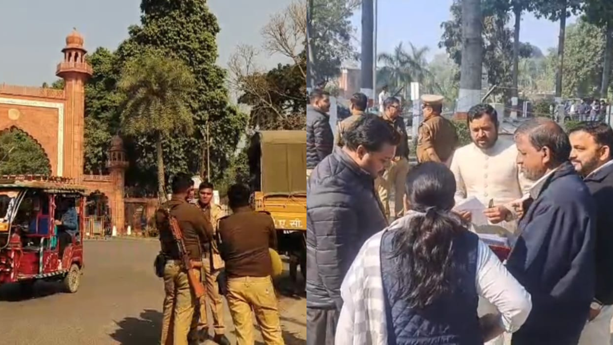 amu babri masjid post controversy police alert after social media uproar