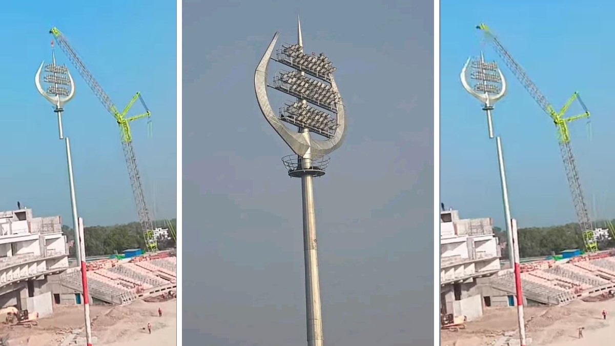 varanasi international cricket stadium trishul lights installed opening in 2026 jagran special