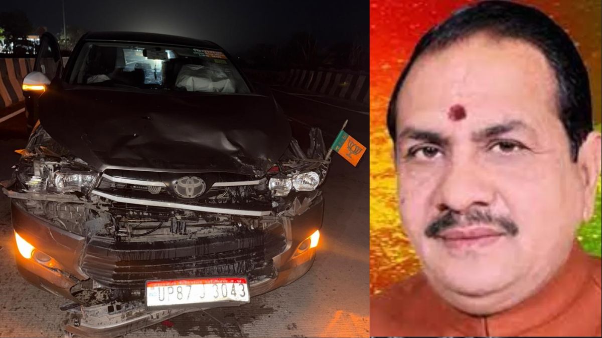 mlc rajnikant maheshwari narrowly escaped a road accident on saturday evening
