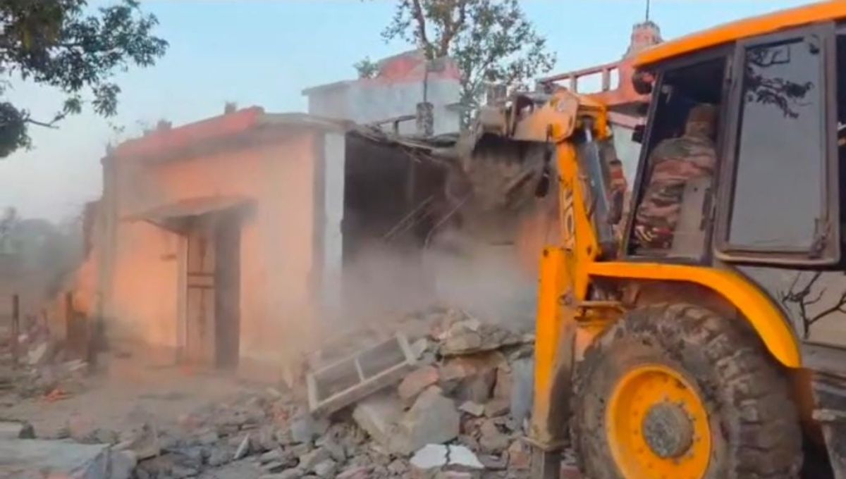 bulldozer action against encroachment in puchhri