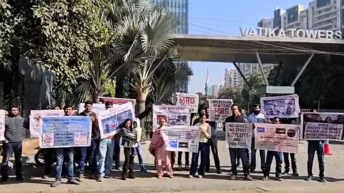 mrg affordable housing project protest allottees demand possession