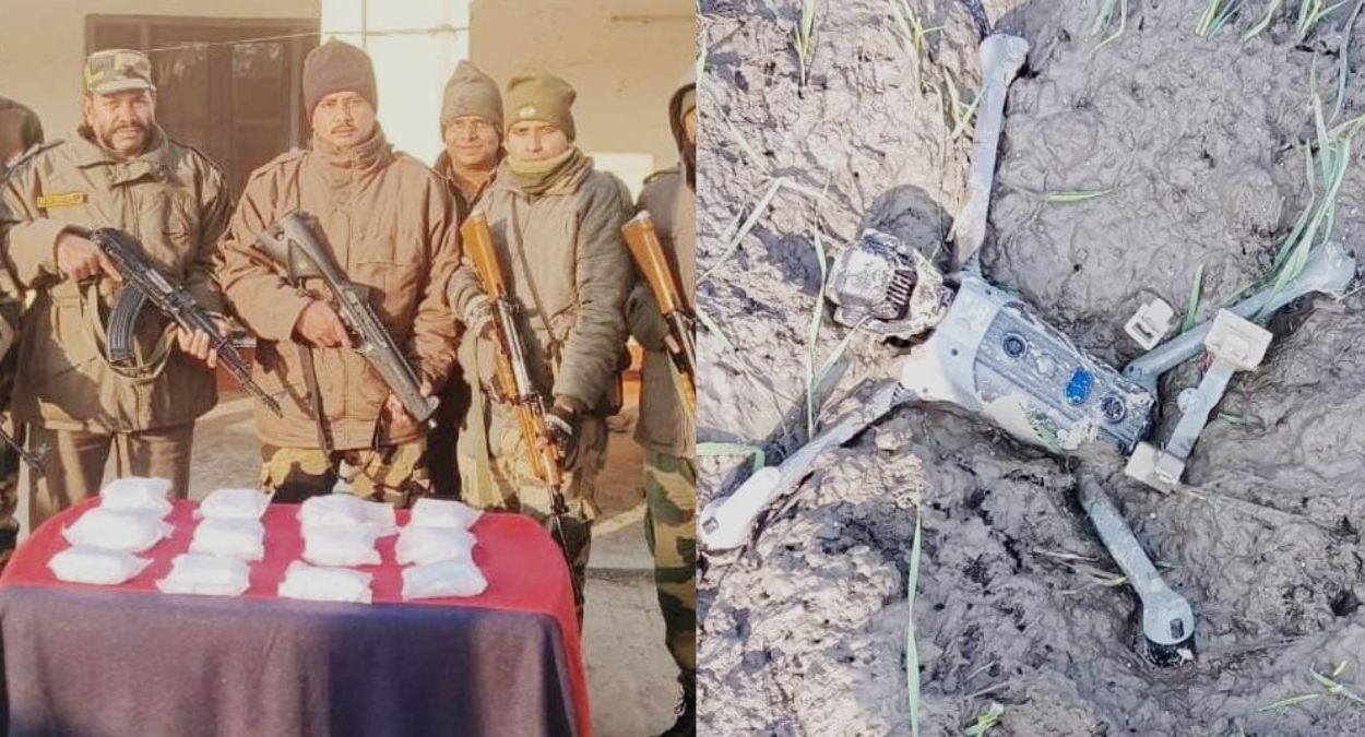 bsf seizes heroin and opium near amritsar border pistol parts and 66 kg of heroin recovered the consignment was arriving by drone