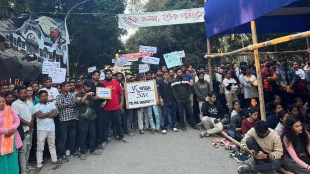 tezpur university vc controversy students protest demanding removal