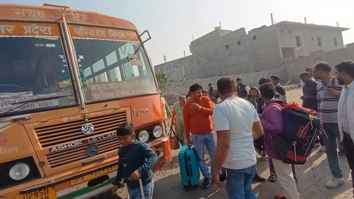seized a bus belonging to mathura depot and forcibly removed the passengers