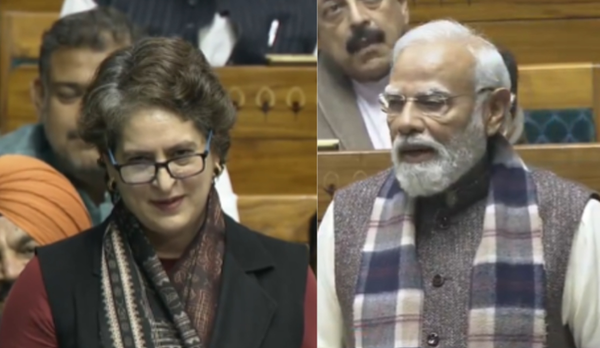 priyanka gandhi attacks bjp in parliament chronological understanding of vande mataram