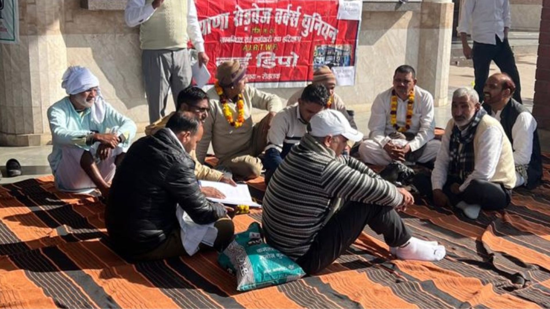 haryana transport workers protest for demands